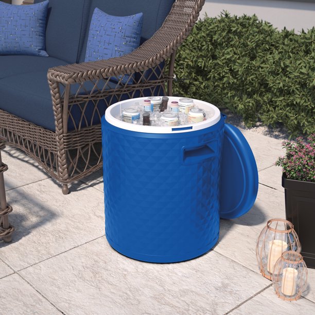 Suncast Resin Cooler Side Table with Removable Liner, 54 Qt. Capacity