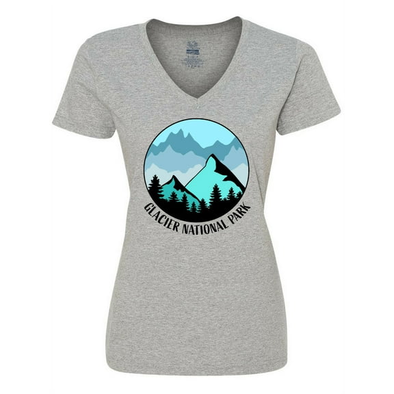 Inktastic Glacier National Park Montana Mountains Women's V-Neck T-Shirt