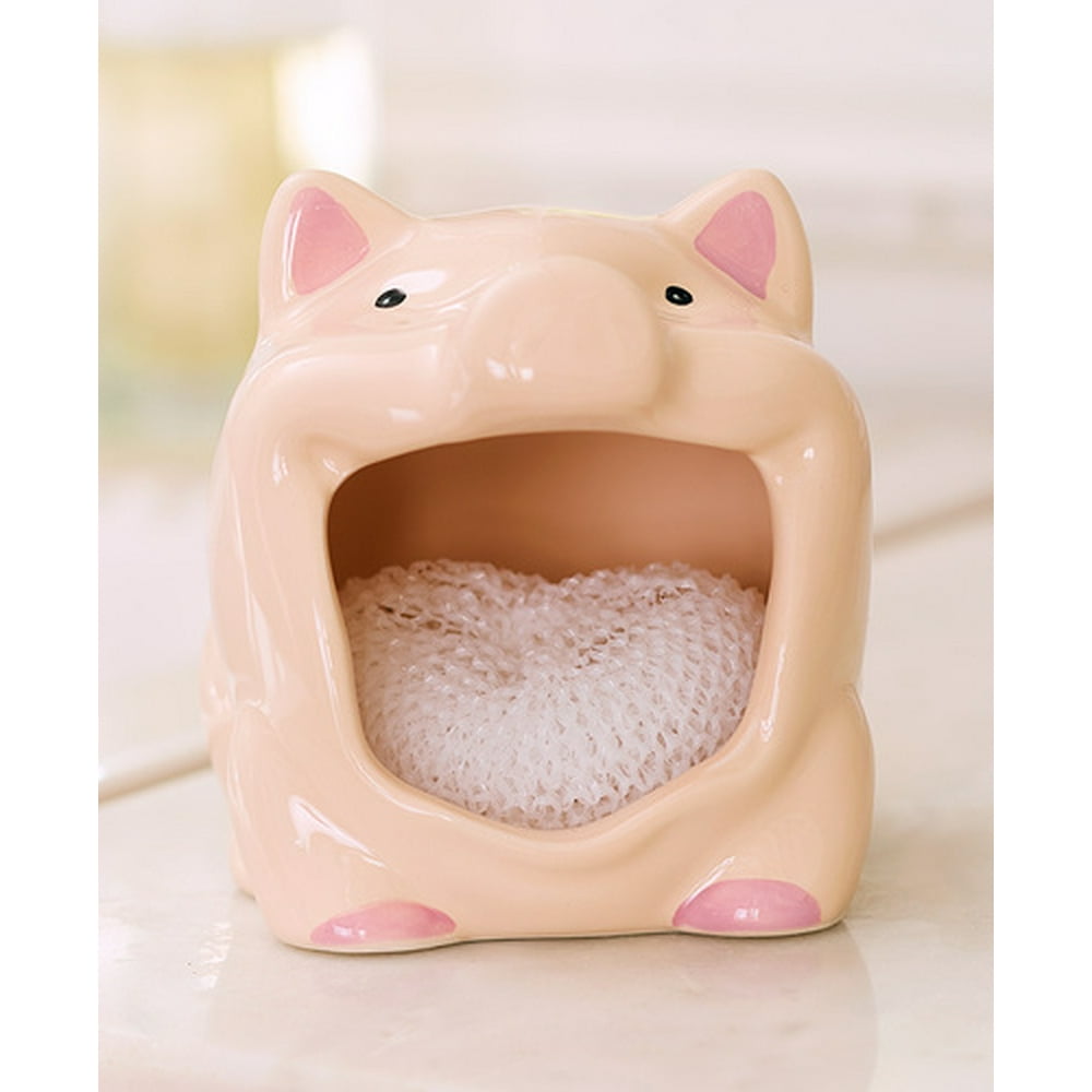 Whimsical Scrubby and Sponge Holder SetsPig