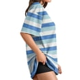 thumbnail image 4 of Garbnen Striped Oversize Tshirt Women Plus Size Crew Neck Women's Short Sleeve Tops Loose Fit Color Block Lightweight Trendy Tunic Tops Blue XL, 4 of 6