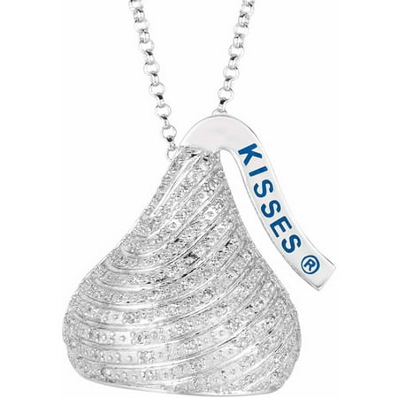 Hershey's Kisses Women's 0.24 Carat T.W. Diamond Sterling Silver X-Large Flat Back Pendant, 18 with 2 Extension