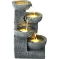thumbnail image 4 of Haverchair 21.9" Outdoor Water Fountain with LED Lights, 4-Tier Bowl and Stacked Stones Garden Fountain, Modern Cascading Waterfall Fountains for Garden, Patio, Backyard, Porch and Home Decor, 4 of 8