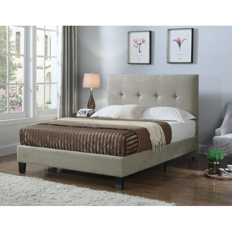 Taupe upholstered bed deals