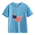 thumbnail image 4 of Piuwrlz Short T-Shirts Sleeve Kids Girls Round Neck Shirt Printed Loose Blouses Shirt Top Sky Blue Size 3 Years, 4 of 4
