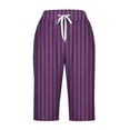 thumbnail image 4 of KIJBLAE Women's Summer Sleepwear Pajama Shorts Soft Comfy Lounge Capri Trunks Knee Length Lounge Shorts Striped Drawstring Bermuda Shorts Purple S, 4 of 5