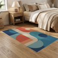 thumbnail image 2 of ODIKA 5'x7' Teal Orange Geometric Harmony Design Washable Area Rug Vintage Inspired Abstract Shapes and Lines Non-Slip, Low Pile, Stain Resistant for Guest Room, Lounge, Apartment, 2 of 7
