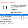 thumbnail image 2 of Inlet Exhaust Gasket - Compatible with 1993 - 2004 Jeep Grand Cherokee 1994 1995 1996 1997 1998 1999 2000 2001 2002 2003, 2 of 2