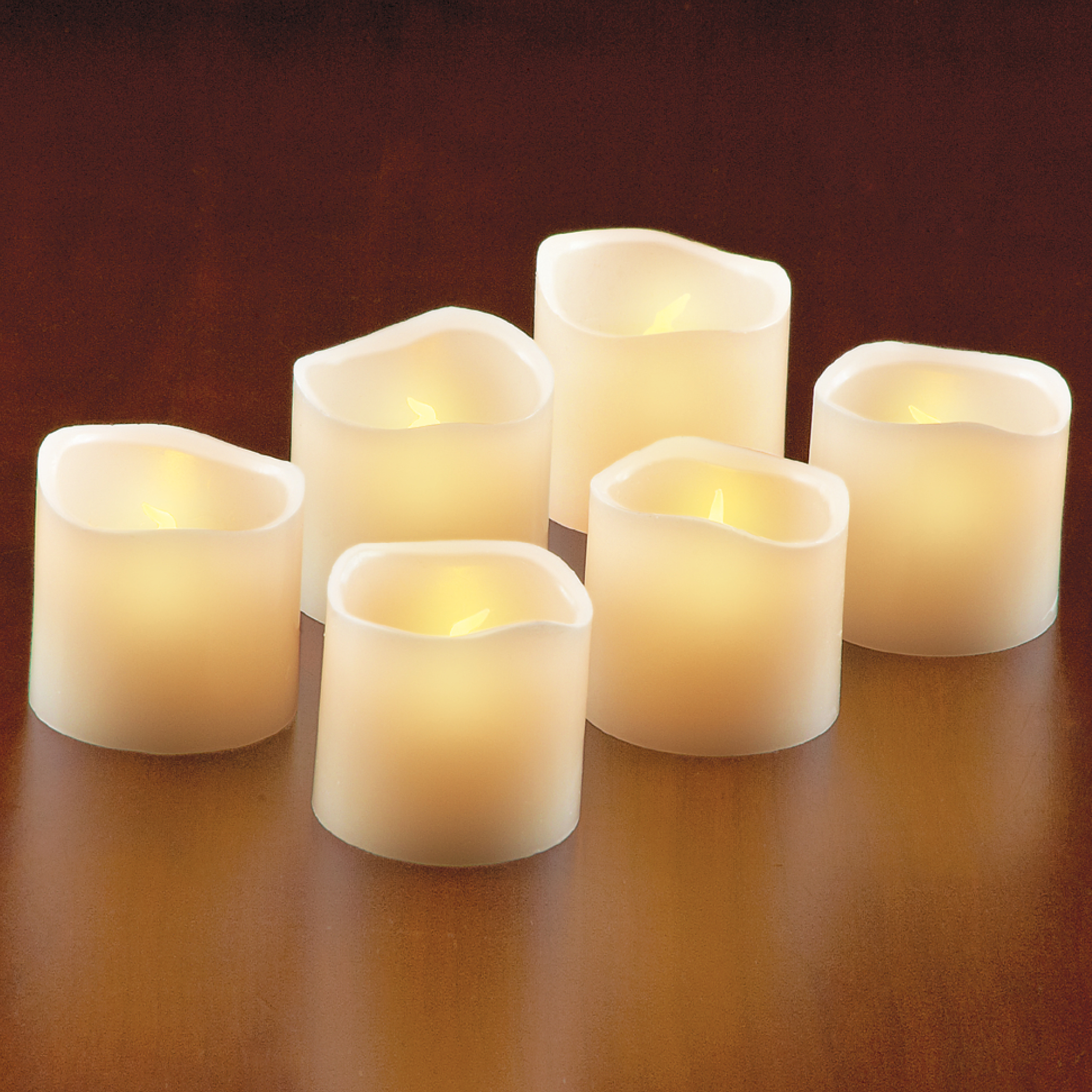 Collections Etc Flameless LED Votive Candles Set with Melted Top Look