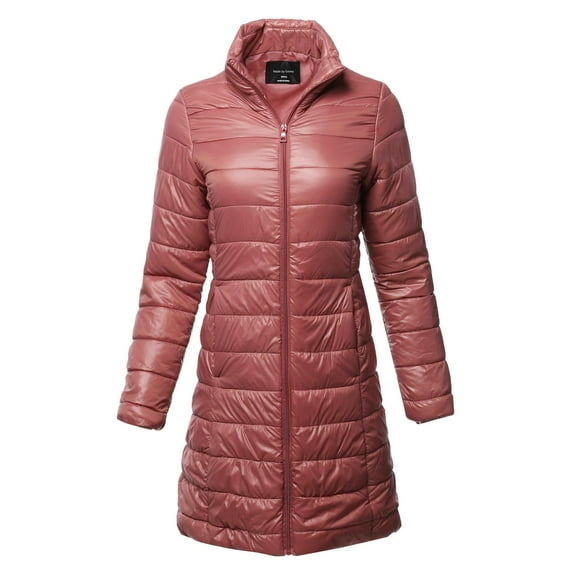 FashionOutfit Women's Casual Solid Comfortable Light Weight Long Quilted Padding Jacket