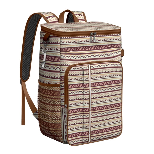 Colorful Insulated Backpack Cooler - 20L Soft Cooler Bag, Abstract Geometric Design for Picnic & Travel