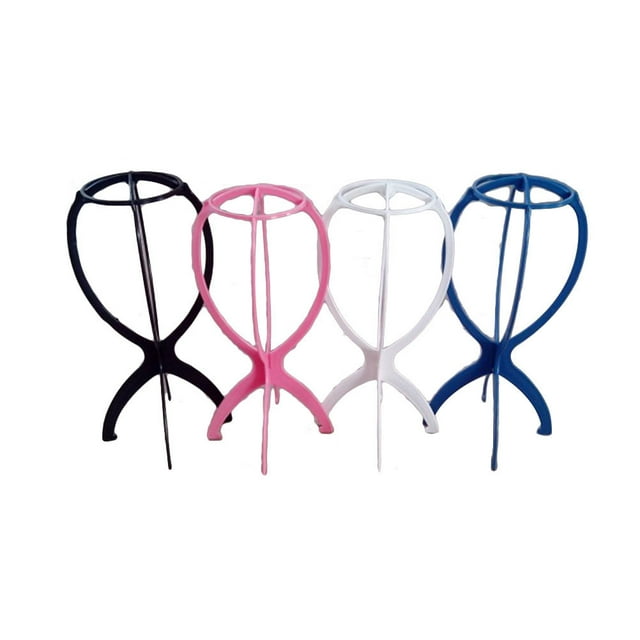 KAKOWELY 6Pcs Folding Plastic Stable Durable Wig Hair Hat Holder Stand Support Display Hanger Tools (Random Color),14.17"X6.3"X0.31"