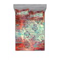 thumbnail image 2 of Ethnic Bedding Set with Sheet & Covers, Lettering of Grunge Background Circle Ornamentals Art, Printed Bedroom Decor 2 Shams, 4 Sizes, Turquoise Orange Black, by Ambesonne, 2 of 3