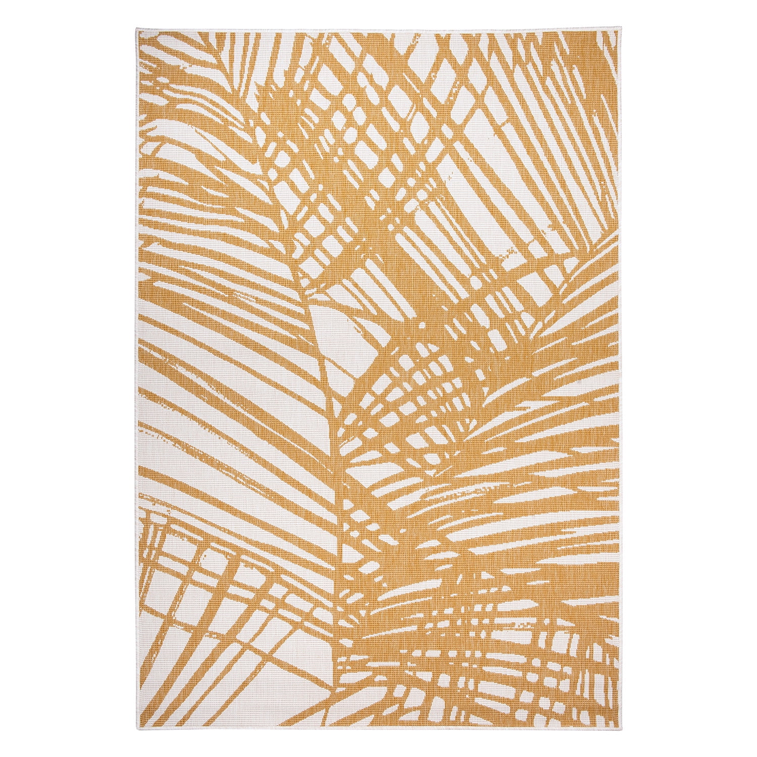World Rug Gallery Contemporary Nature Inspired Tropical Leaves Reversible Indoor/Outdoor Area Rug - Yellow 5'x7'