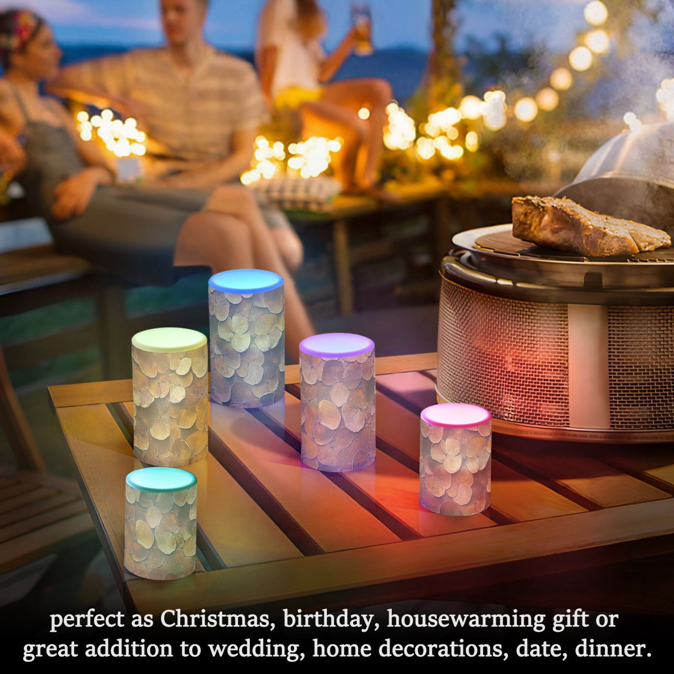 Brown Three Leaf Flickering Flameless Candles Battery Operated with Remote Timer LED Pillar Candles Set of 2