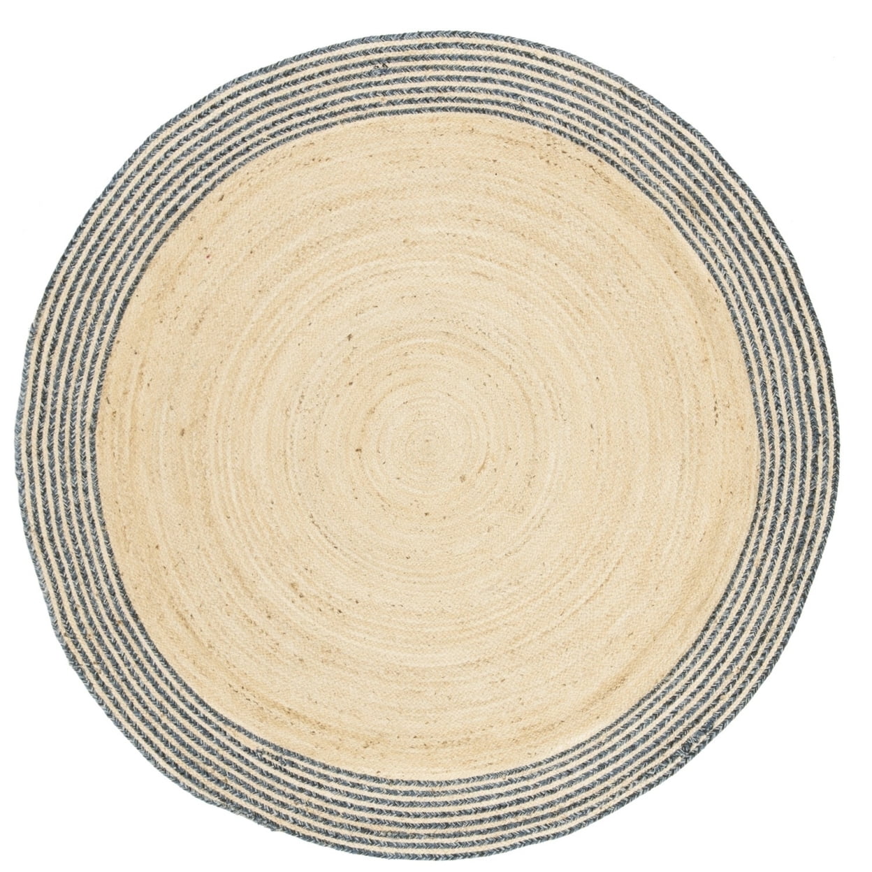 SAFAVIEH Cape Cod Charmaine Geometric Area Rug, Ivory/Blue, 4' x 4' Round