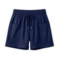 thumbnail image 5 of hlysgo Bermuda Shorts for Women Comfort Soft Fit Elastic Drawstring Waist Short Summer Beach pull On Short with Pockets Navy,XL, 5 of 6