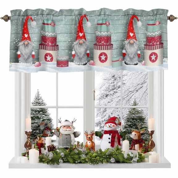 Valances for Windows Christmas Dwarfs Rod Pocket Cafe Window Treatments Valance Curtains for Kitchen Bathroom Laundry Basement Windows 60"x18"