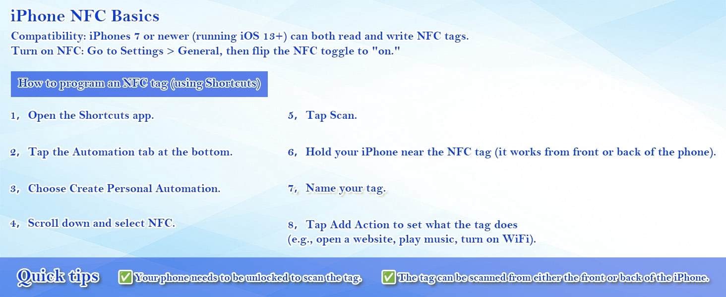 100PCS NFC Stickers Tags, 25mm Rewritable NTAG215 Blank NFC Cards with Adhesive Back, 504 Bytes Memory NFC Coin Card Chip for NFC Enabled Devices Phone Calls Automatically Commands (White, Black)