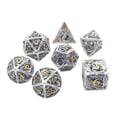 thumbnail image 2 of 7 Unids Dragon Dungyon Hollow-Tallado Tallado Metal Polyedral Dice Tabletop Game Bright Silver Gold Sunnimix Dados polihédricos huecos, 2 of 8