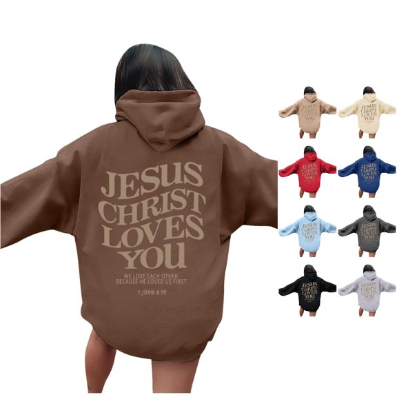 PRfgtbd Hoodies for Women Autumn Winter Hoodie Sweatshirts Letter Print Long Sleeve Hooded Pullover Lightweight Cozy Tops with Pocket