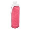 thumbnail image 1 of Botella de agua plegable de 600 ml, botella de agua de viaje ligera a prueba de fugas de silicona de grado alimenticio para gimnasio, deportes de acampada, color rosa, 1 of 12