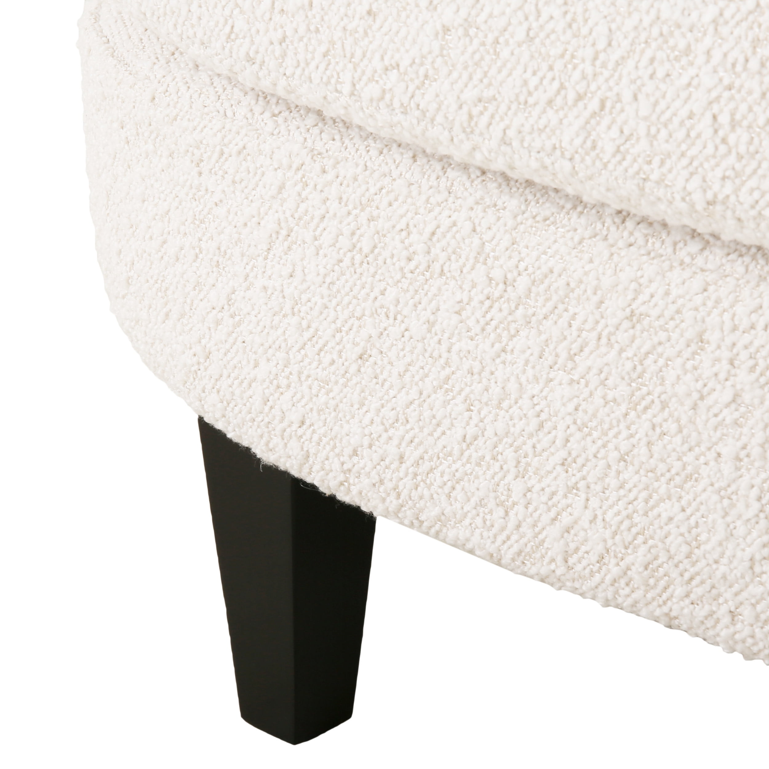 Noble House Willey Boucle Upholstered Club Chair and Ottoman Set, Almond and Matte Black