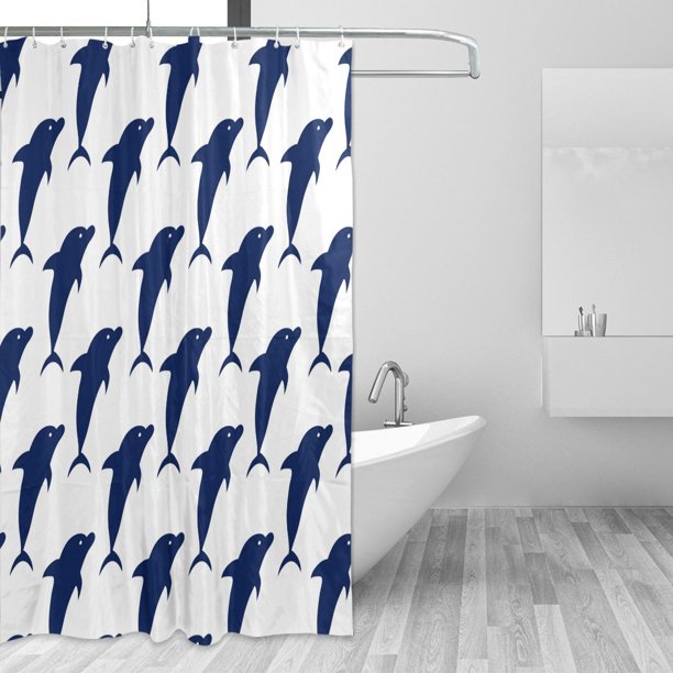 POPCreation Blue Dolphins Shower Curtain Waterproof Bathroom Shower