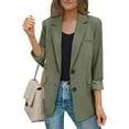 thumbnail image 2 of Dazajoo Womens Plus Size Blazers Dressy Casual Open Front Button Suit Jackets 2024 Fall Lightweight Loose Fit Lapel Cardigans for Women Today,Green,XXL, 2 of 9