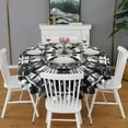 thumbnail image 2 of Black White Tie Dye Mandala Pattern Round Tablecloth 60"x60",Wrinkle Wipeable Table Cloth for Kitchen Dining Room Picnic Patio Party, 2 of 6
