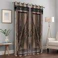 thumbnail image 2 of Rustic Wooden Barn Door Blackout Curtains Vintage Brown Wood Door Farmhouse Country Decor for Home Bedroom Living Room Grommet Window Drapes 2 Panels-52"W x 72"L (Pack of 2), 2 of 7
