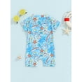 thumbnail image 3 of Suealasg Toddler Baby Boy One Piece Swimsuit Short Sleeve Sailboat Print Zip Up Rash Guard Swimwear 3M 6M 1T 2T 3T Baby Boys Summer Bathing Suit, 3 of 7