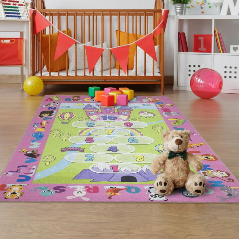 Kids' Rug, Princess Castle Play mat for Girls' Room Décor 59“ x 39