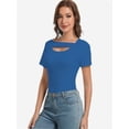 thumbnail image 3 of Womens Summer Short Sleeve T Shirts Knit Slim Fit One Piece Cutout Scoop Neck Going Out Date Night Tops, 3 of 6
