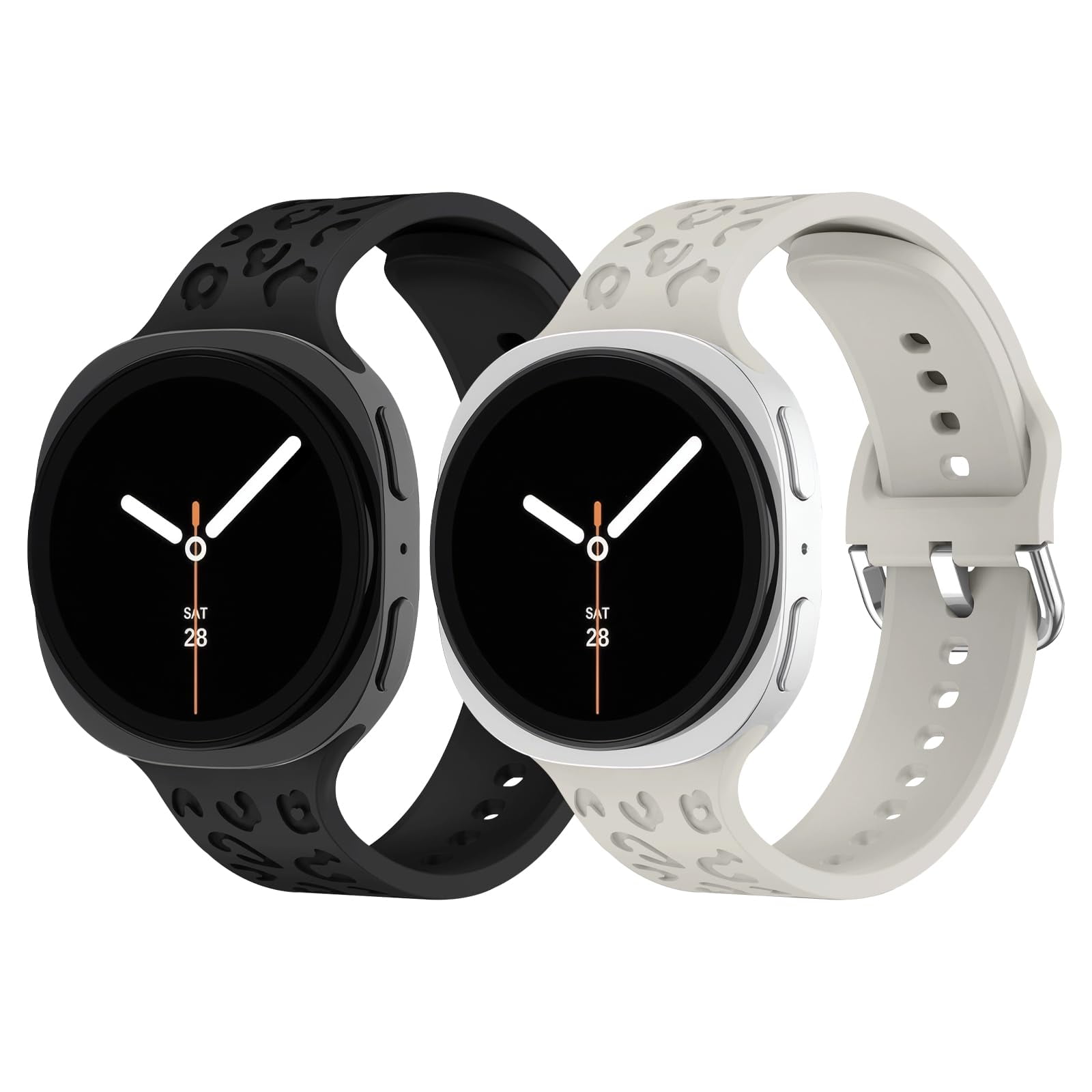 Leopard Engraved Bands Compatible with Samsung Galaxy Watch 8 40mm 44mm/Galaxy Watch 8 Classic 46mm,No Gap Soft Silicone Waterproof Replacement Strap Women Men
