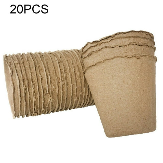 POINTERTECK 20 Pcs Pots de Tourbe pour Plantes Écologiques Ronds en Papier Gobelet de Pépinière Ménager