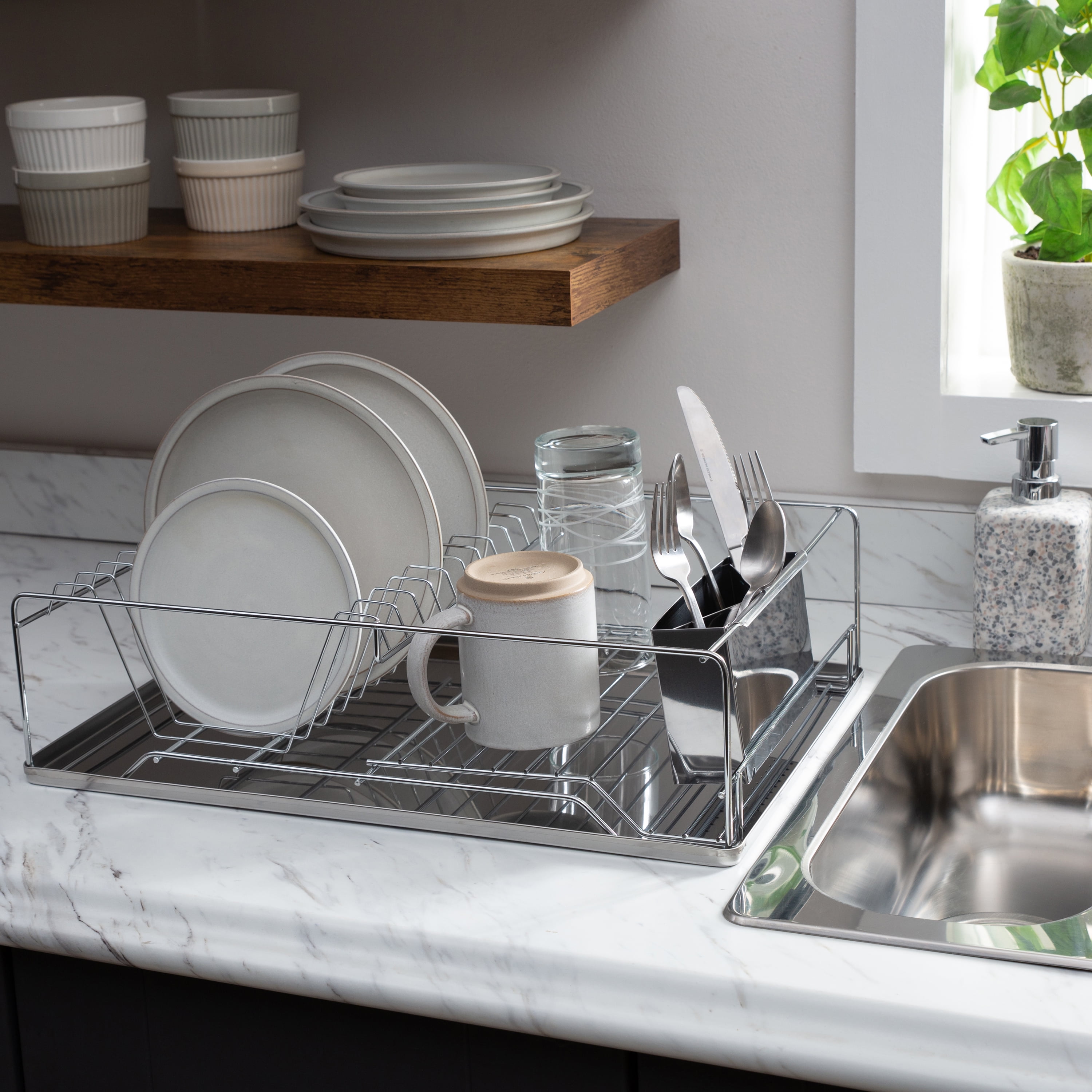Kitchen Details Twisted Chrome 3 Piece Dish Rack