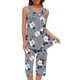 thumbnail image 2 of Conjunto de Ropa de Estar de Mujer Cuello Redondo Impresión Blusa sin Mangas Pantalones Cortos, Pantalones de Cintura Elástica para las Mujeres, 2 of 7