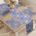 thumbnail image 2 of Ambesonne Moroccan Table Runner & Placemats, Geometric Azulejo Design, Placemat 4 pcs + Runner 14"x72", Violet Blue Black Cream, 2 of 2