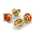 thumbnail image 2 of 0.2 ct Screw-Back Stud Earrings for Women | 3.0mm Round Cut Simulated Red Diamond | 18K Yellow Gold, 2 of 4