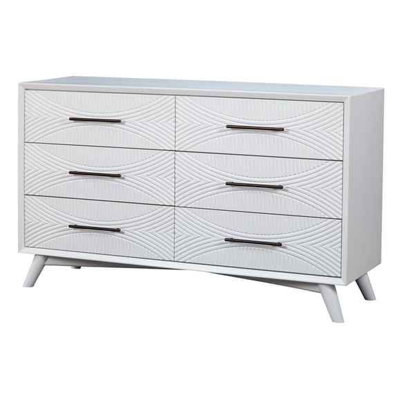 Alpine Furniture Tranquility 6 Dawer Wood Dresser in White