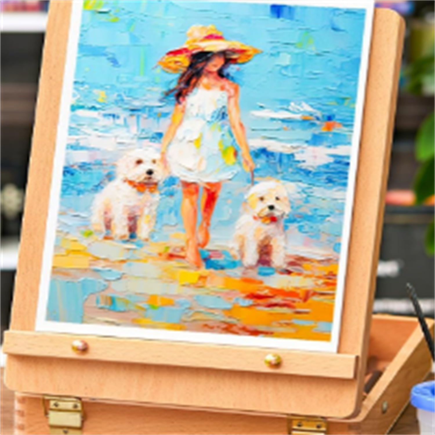 59 Pack Professional Painting Supplies with Wood Tabletop Easel, 30 Colors Acrylic Paint, Canvas, Brushes, Palette, Complete Painting Kit for Kids, Adults, Artists