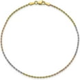 thumbnail image 2 of Solid Gold 14K Tri-colored 1.7mm Diamond-cut Rope with Lobster Lock Chain - 20", 2 of 5