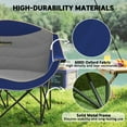 thumbnail image 4 of Outsunny Double Camping Chair for Adults, Padded Folding Camp Chair with Armrests, Cup Holders, Blue, 4 of 9