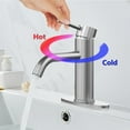 thumbnail image 2 of Bathroom Faucet, Silver Bathroom Faucet Single Handle Bathroom Faucet Modern Single Hole Faucet Bathroom with Pop-up Sink Drain Stopper & Deck Plate 1 or 3 Hole Bathroom Faucet(Brushed Silver), 2 of 6