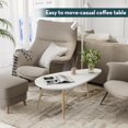 thumbnail image 6 of Modern Coffee Table White Oval Coffee Tables for Living Room Simple Center Table for Small Space Home Office Easy Assembly 22.2" D x 42.5" W x 17.1" H, White, 6 of 15