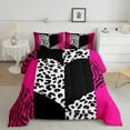 thumbnail image 2 of Manfei Animal Print 2pcs Bedding Comforter Set,Love Heart Print Twin Comforter Sets,Black Pink Breathable Bedding Set,Ultra Soft Abstract Home Decor,Reversible, 2 of 8