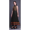 thumbnail image 3 of Bimba Black2 Ikat Anarkali Robe pour Femmes Kurti Imprimé Ethnique Indien Longue Kurta Robe de Soirée Petite, 3 of 6