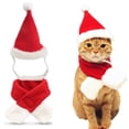 thumbnail image 1 of Disfraz de gato para mascota, sombrero de Navidad y bufanda, gorro de Papá Noel de Navidad, bufanda para gatito, cachorro, conejo, disfraz de cosplay, conjunto de disfraz de vacaciones,, 1 of 6