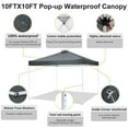 thumbnail image 4 of COBIZI 10x10 EZ Pop up Canopy Gazebo with Sidewalls,Pop up Canopy Tent Instant Shelter for Outdoor Party Camping Backyard Beach with Air Vent ,Carry Bag,Stakes,Ropes,Gray, 4 of 9