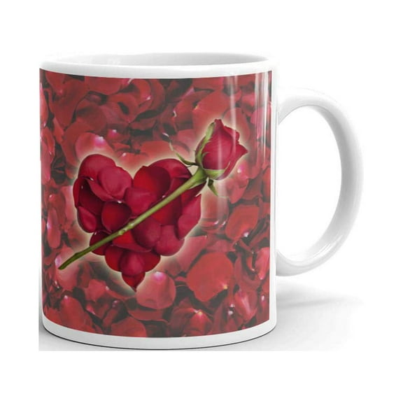 Rose Heart Valentine Coffee Tea Ceramic Mug Office Work Cup Gift 11oz